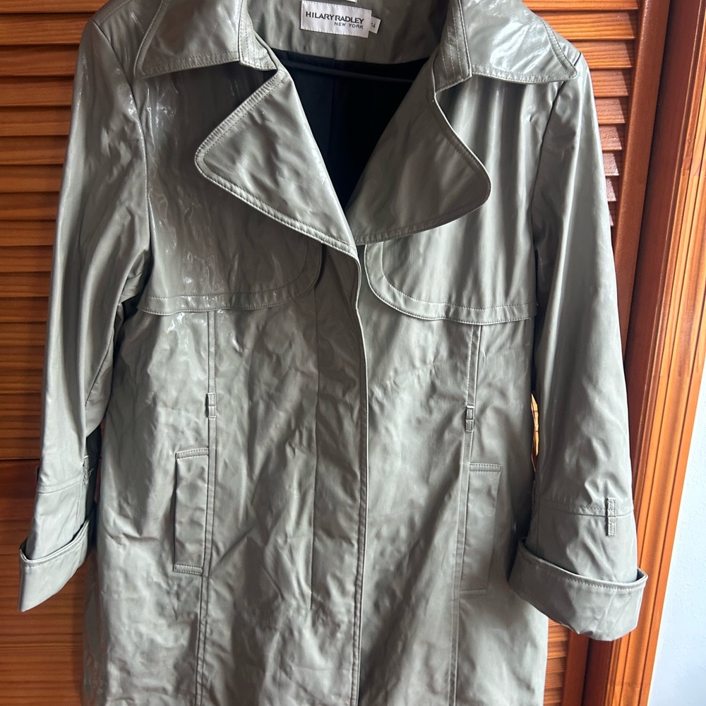 Hilary Radley Olive Trench Coat with Classic Lapel
